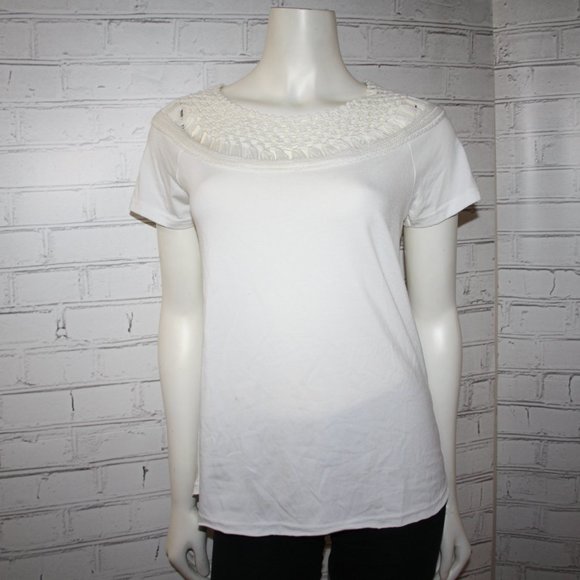 🤍🧵 White Crochet Collar Blouse · Jack & Avery · Size Small - Picture 1 of 5